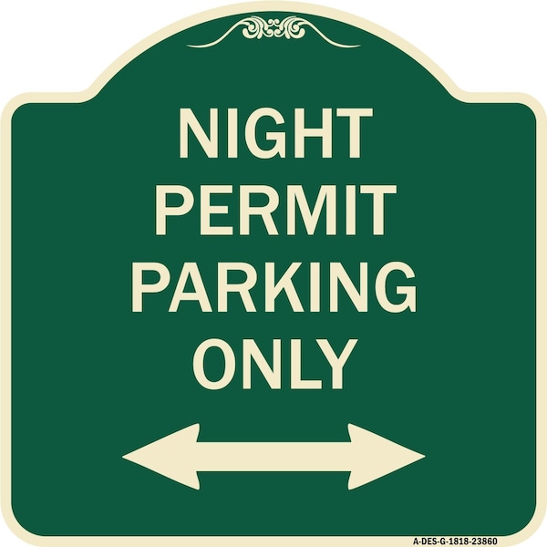 Signmission Night Permit Parking W/ Bi-Directional Arrow Heavy-Gauge Aluminum Sign, 18" x 18", G-1818-23860 A-DES-G-1818-23860 - main